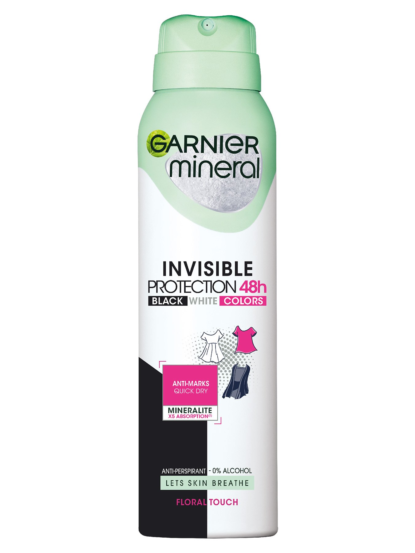 Garnier Mineral Deo Invisible Black, White & Colors Floral 48h antiperspirant Sprej 