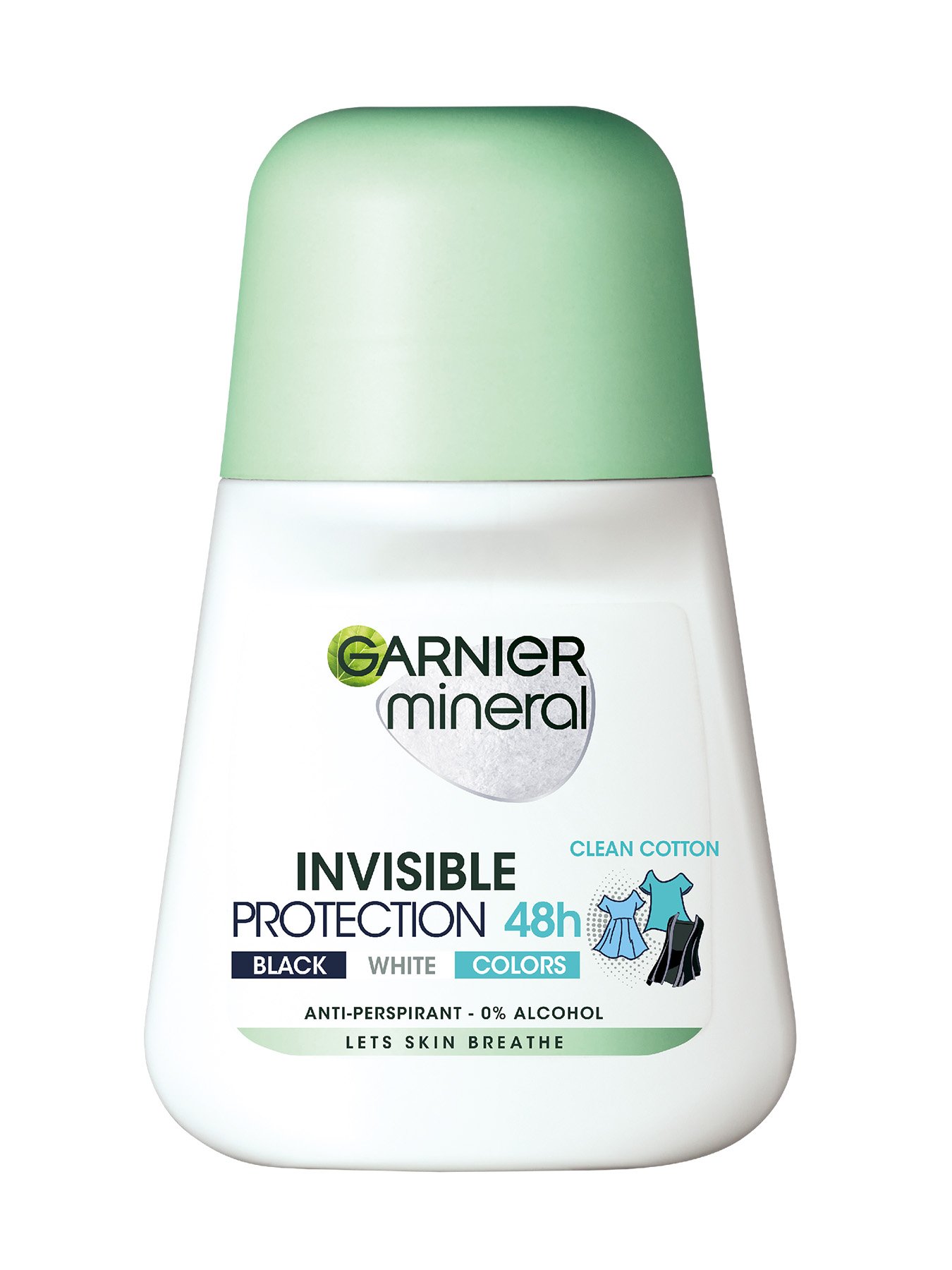 Garnier Mineral Deo Invisible Black, White & Colors Cotton 48h antiperspirant Roll-on