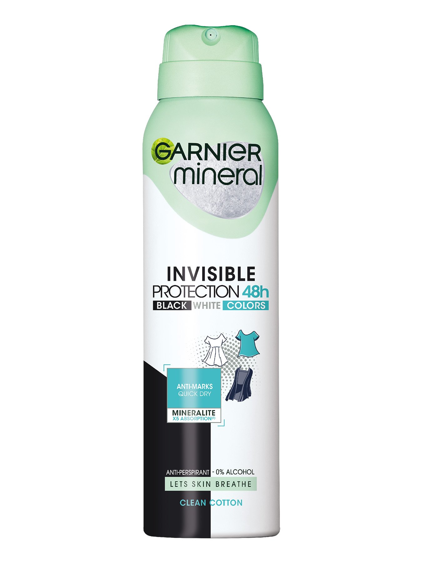 Garnier Mineral Deo Invisible Black, White & Colors Cotton 48h antiperspirant Sprej